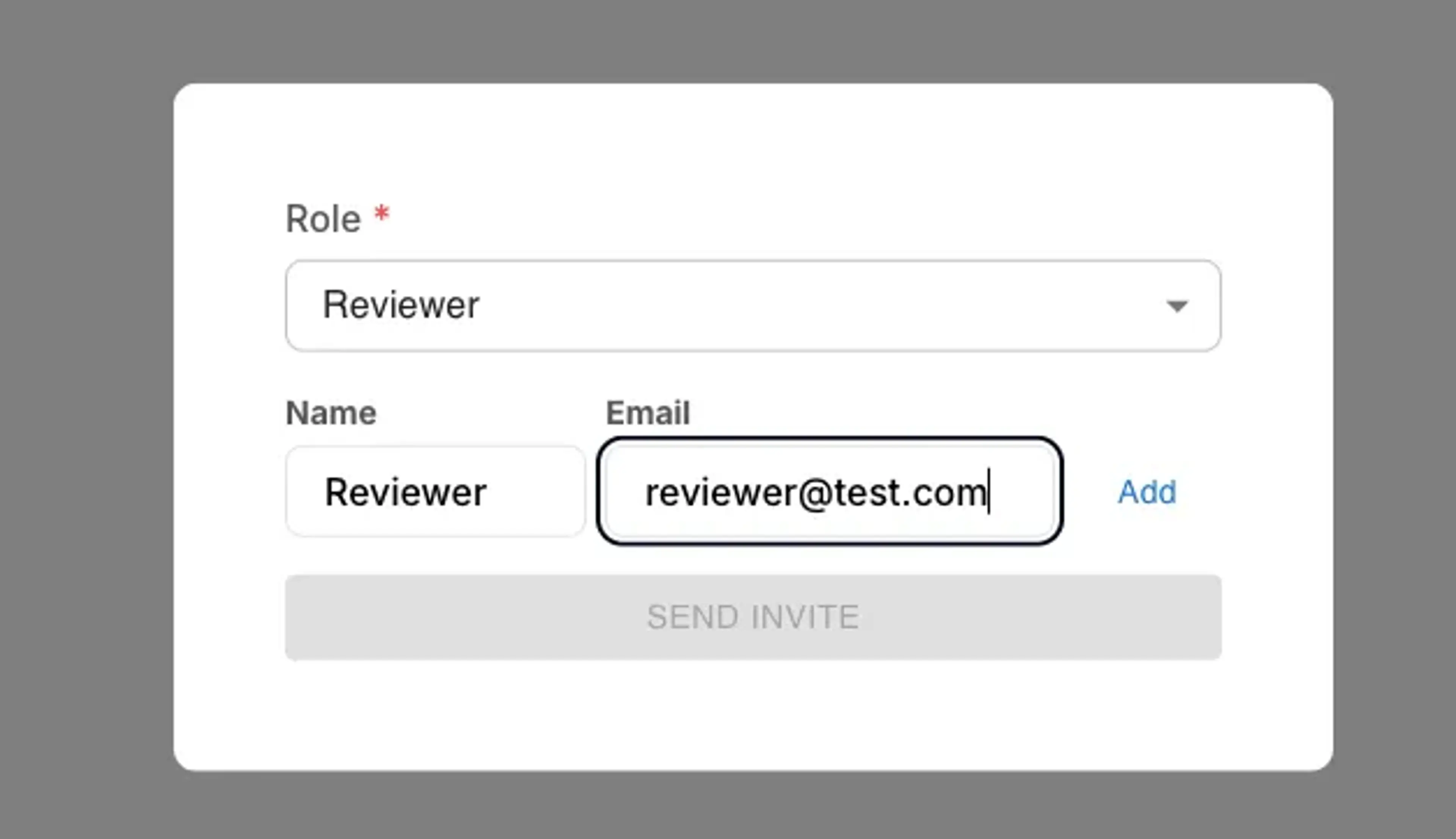 Enter name and email to invite members