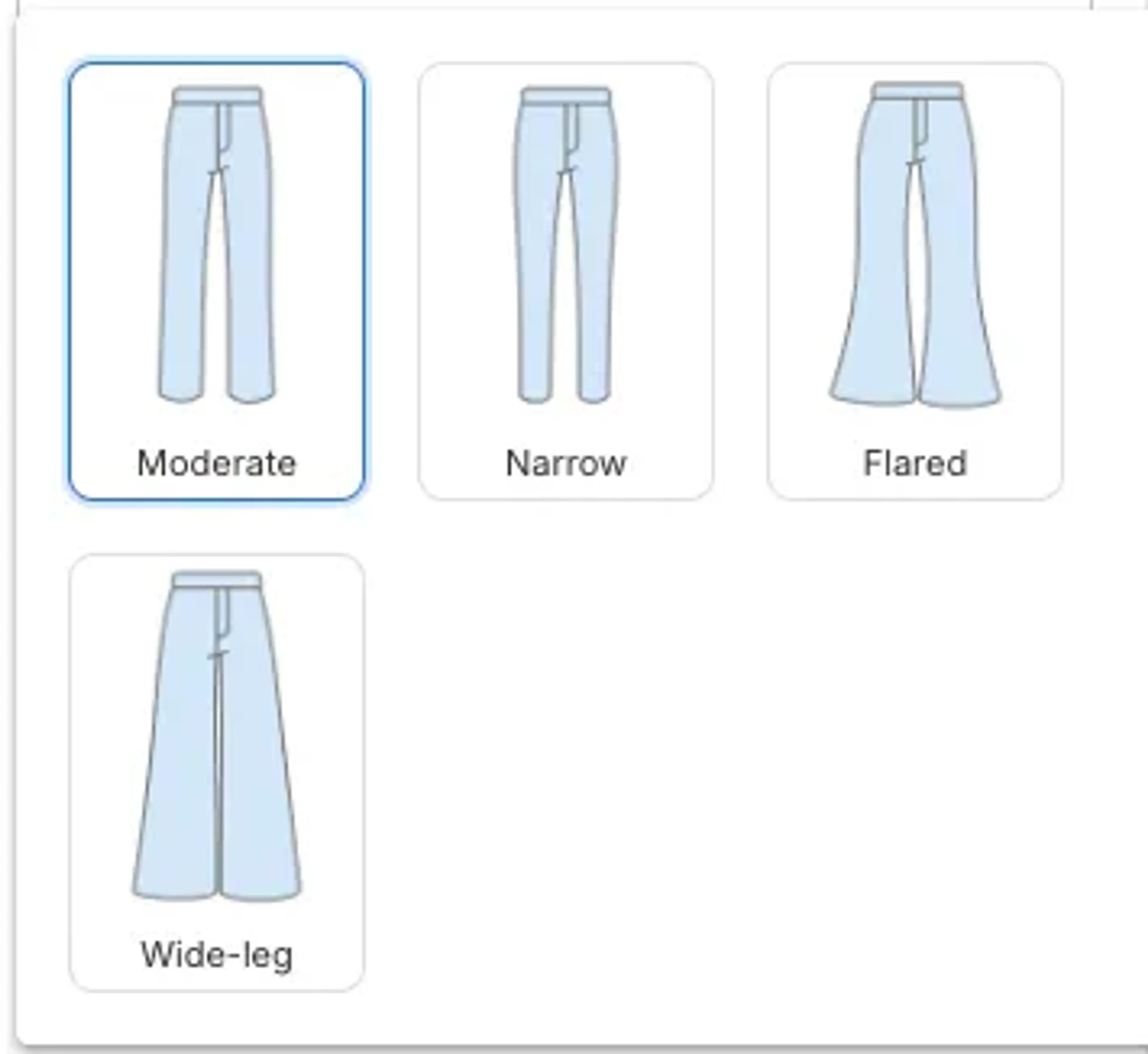 Pants opening options