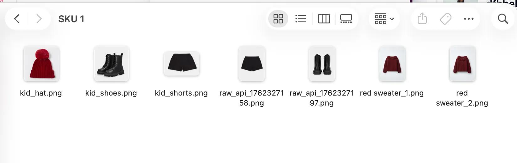 Garment images in SKU folder