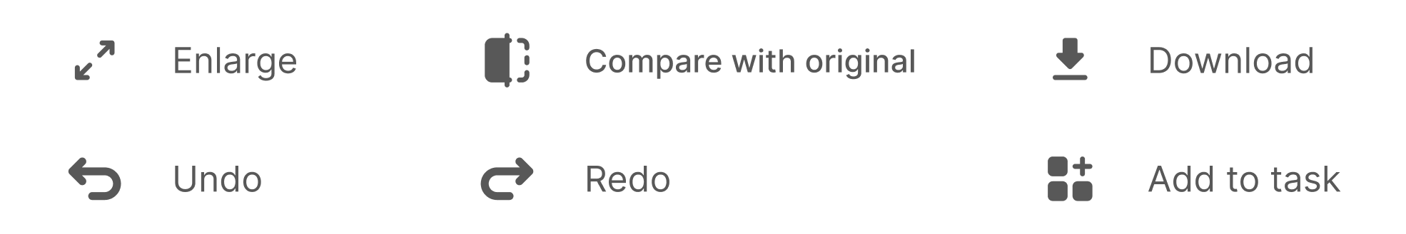 Action toolbar displayed on hover