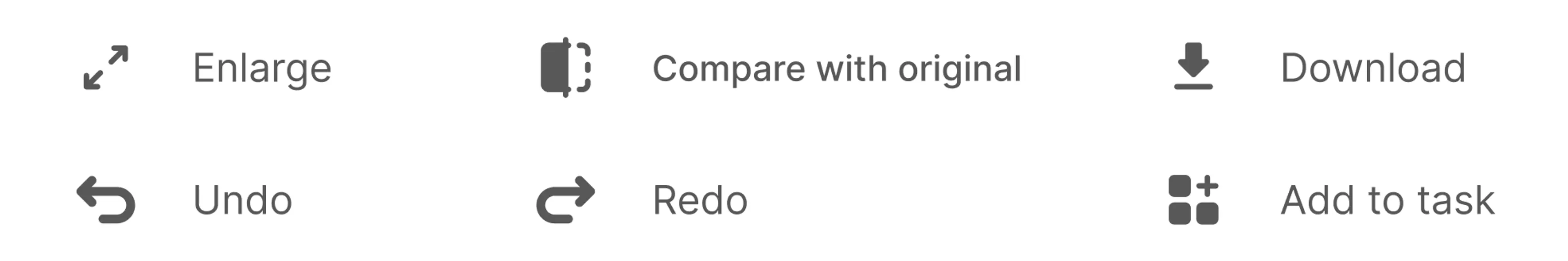 Action toolbar displayed on hover