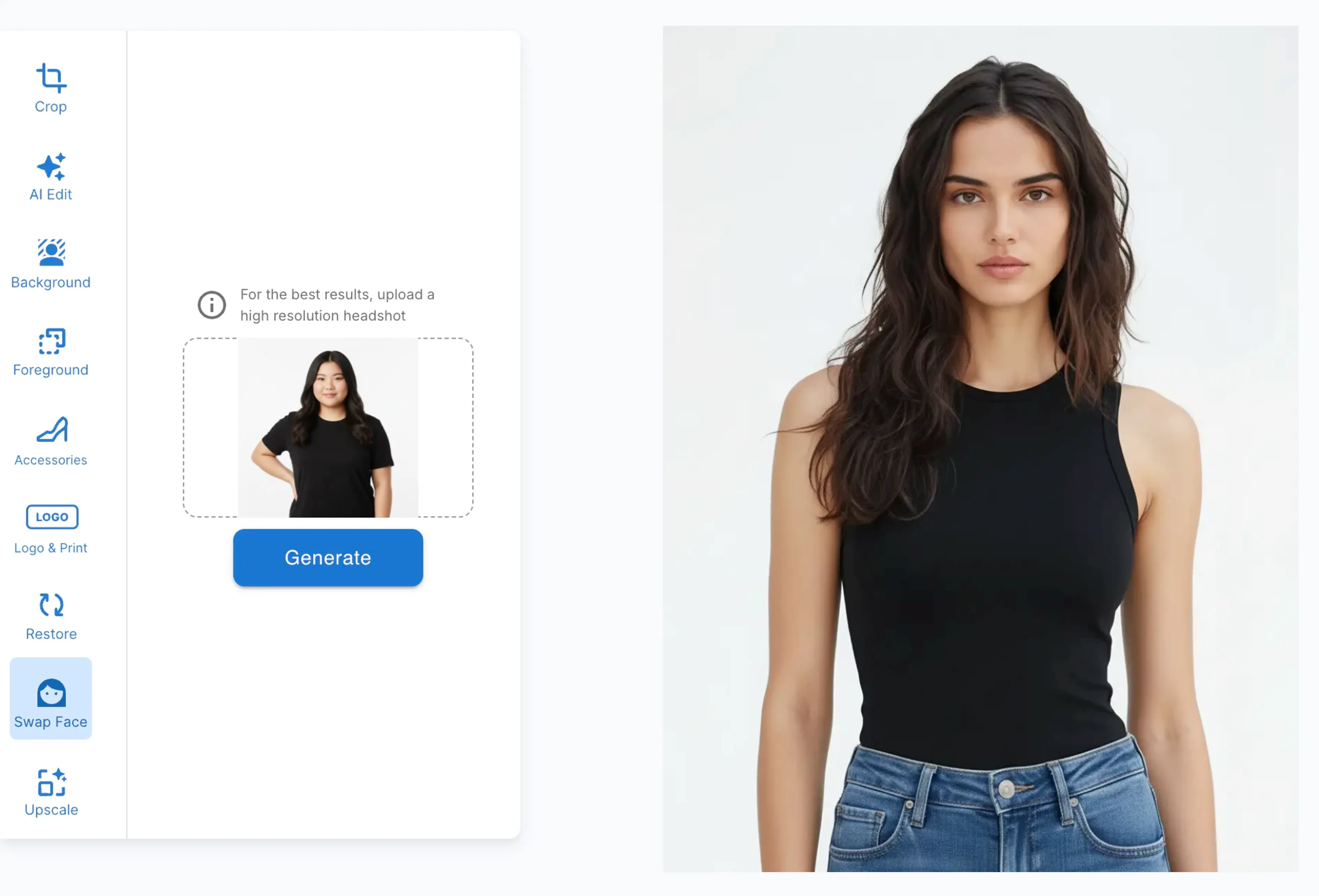 Face Swap feature in HuHu AI Studio