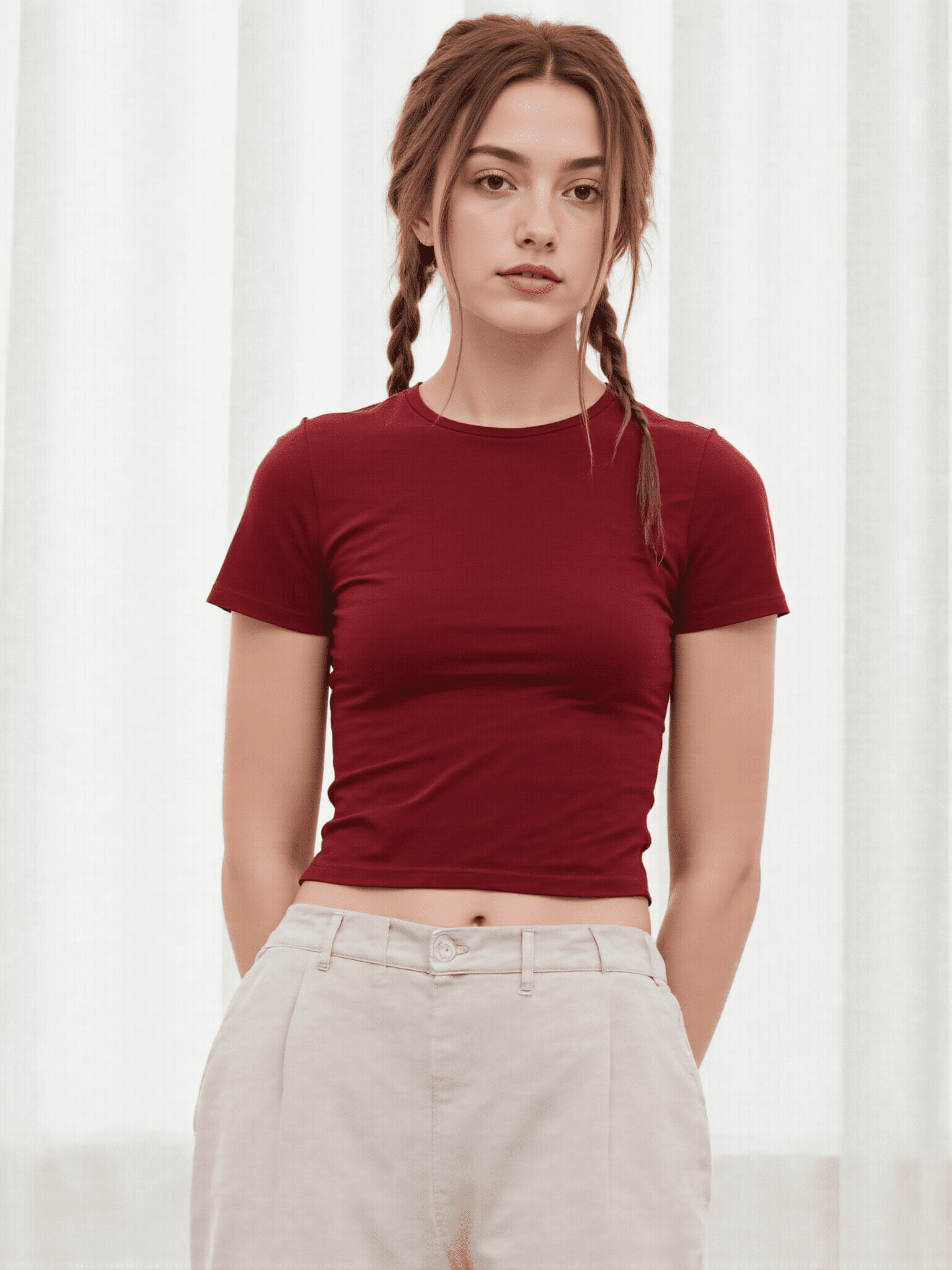ai fashion models in red baby tee