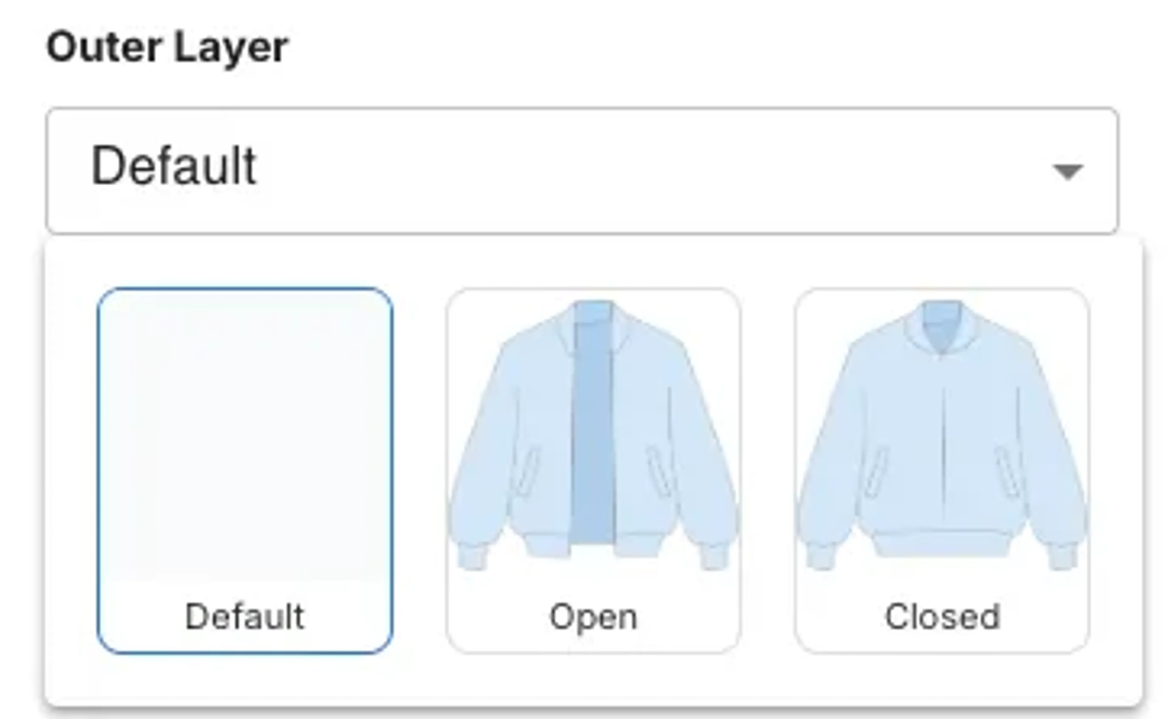 Outer layer zipped control
