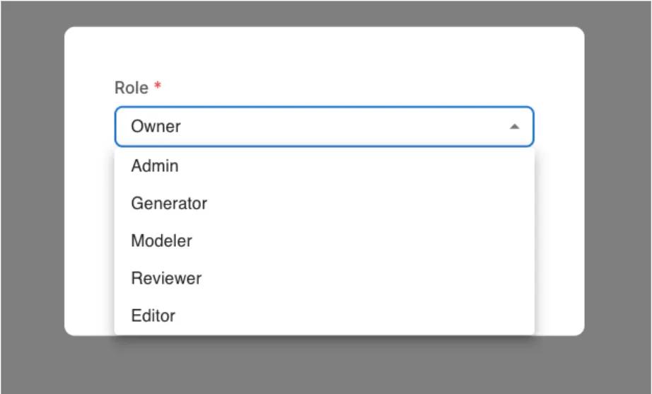 Select role for team member invitation