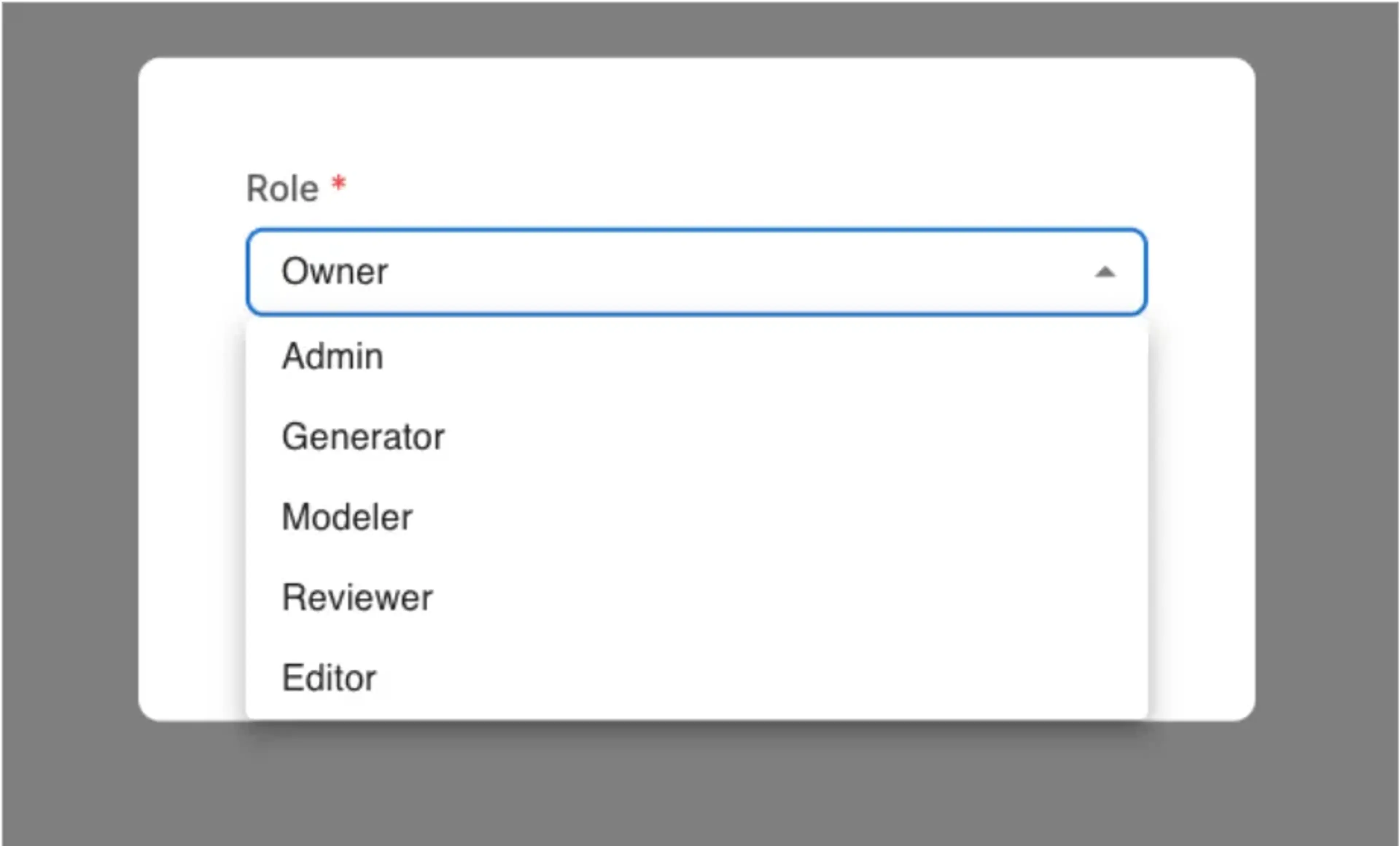 Select role for team member invitation