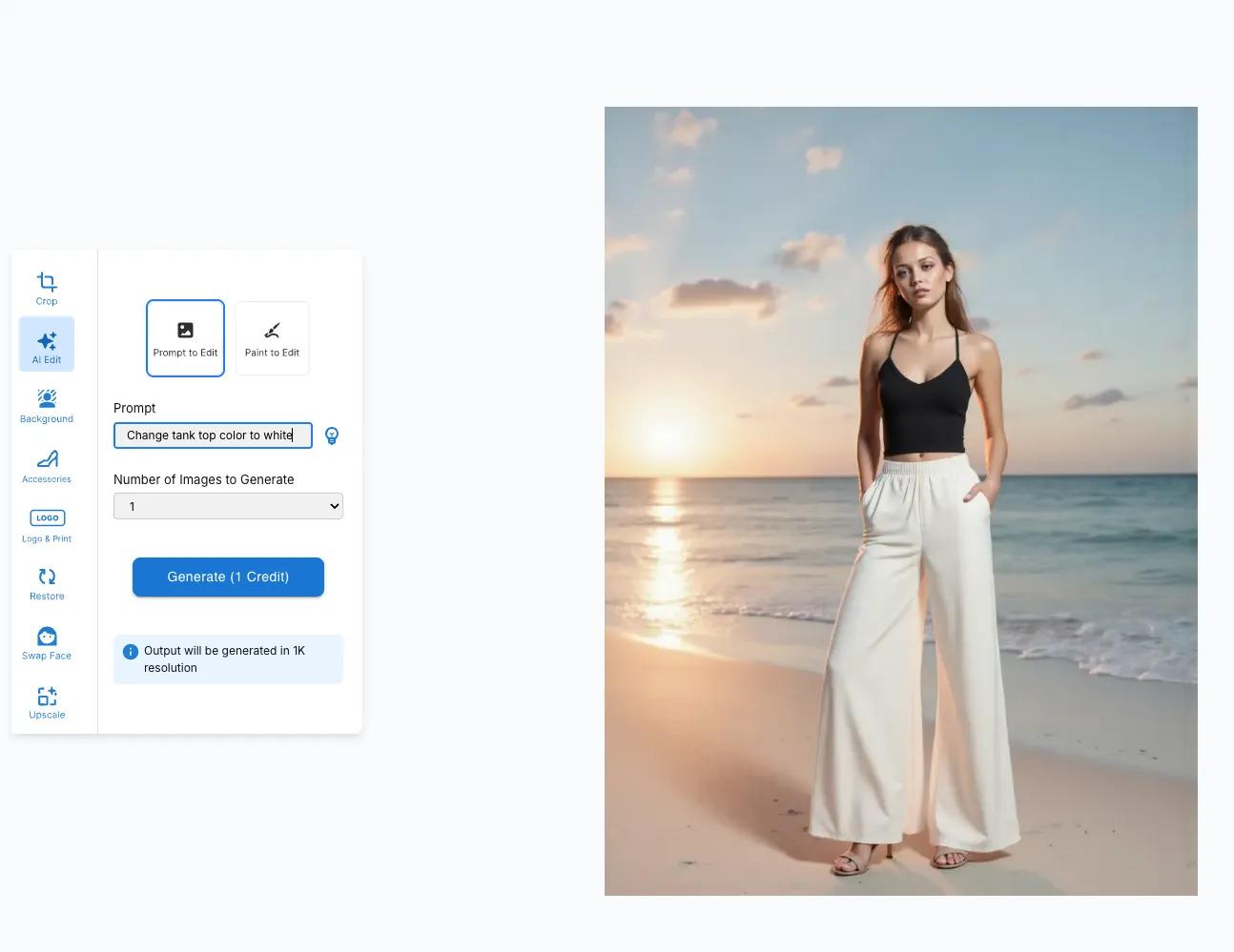 Prompt to edit feature - change color example