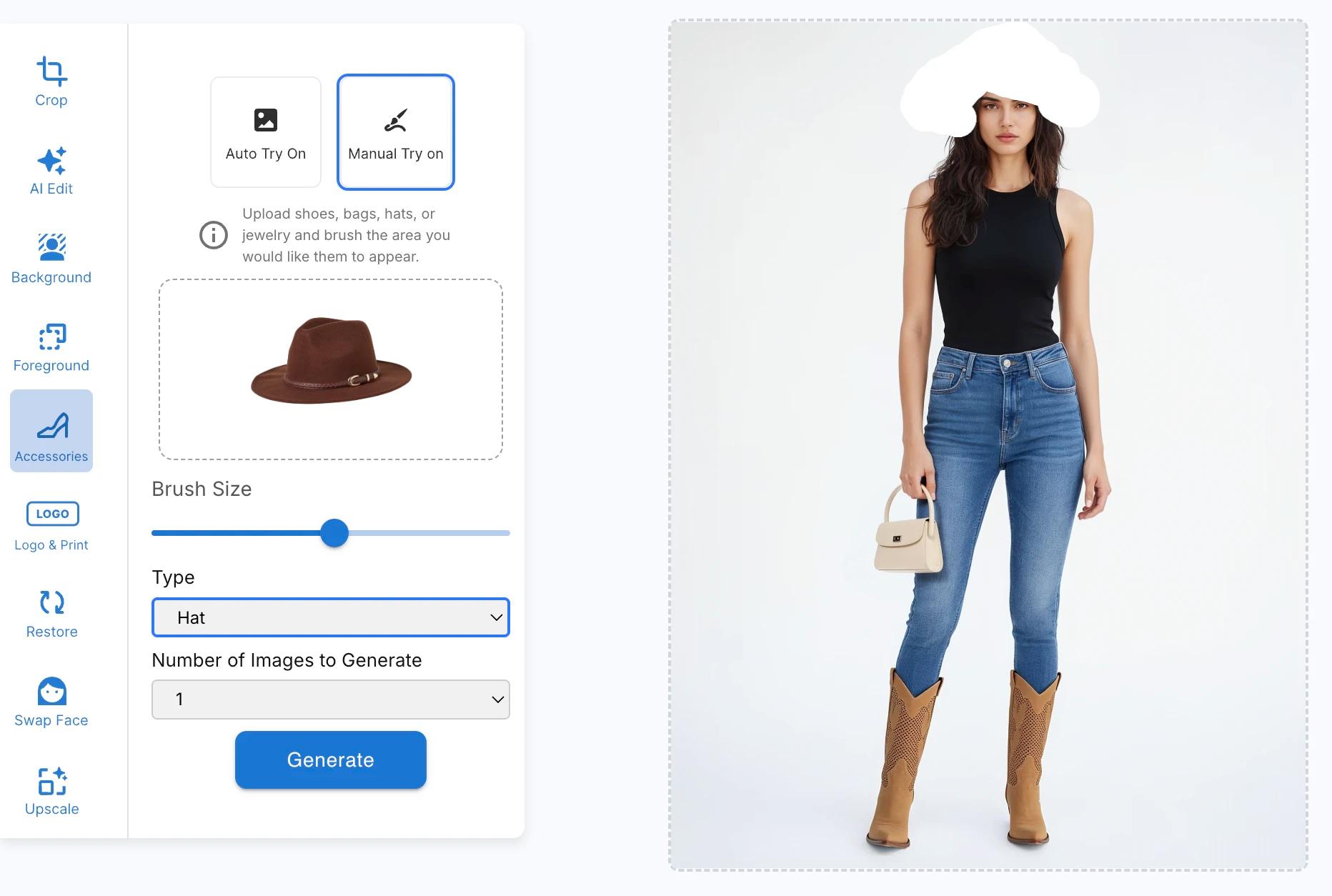Masking hat area for try-on