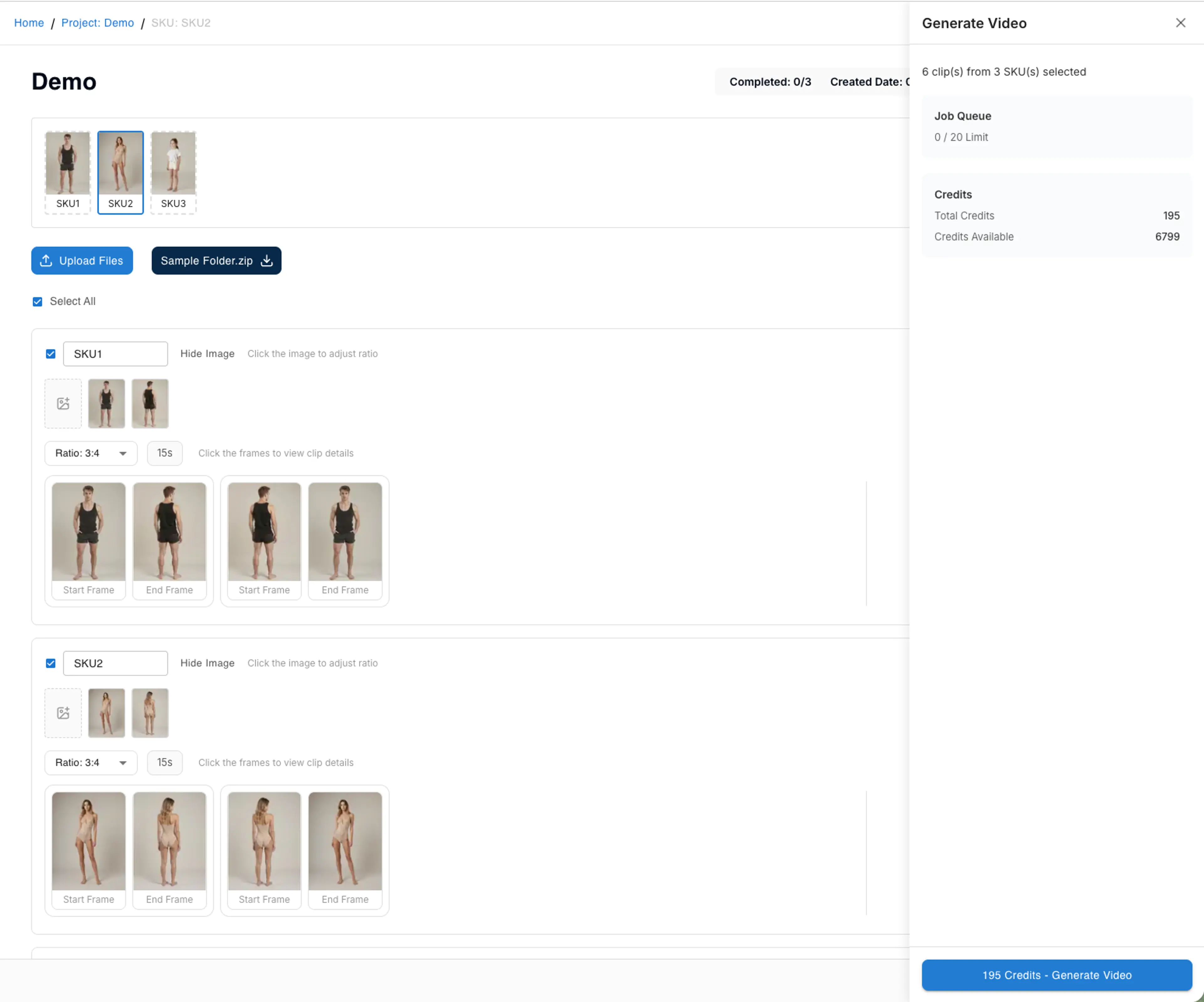Confirmation dialog before starting video generation with credit summary