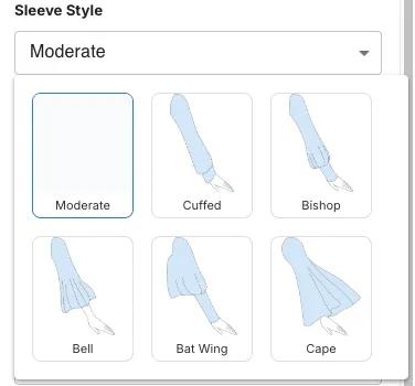 Sleeve Style options