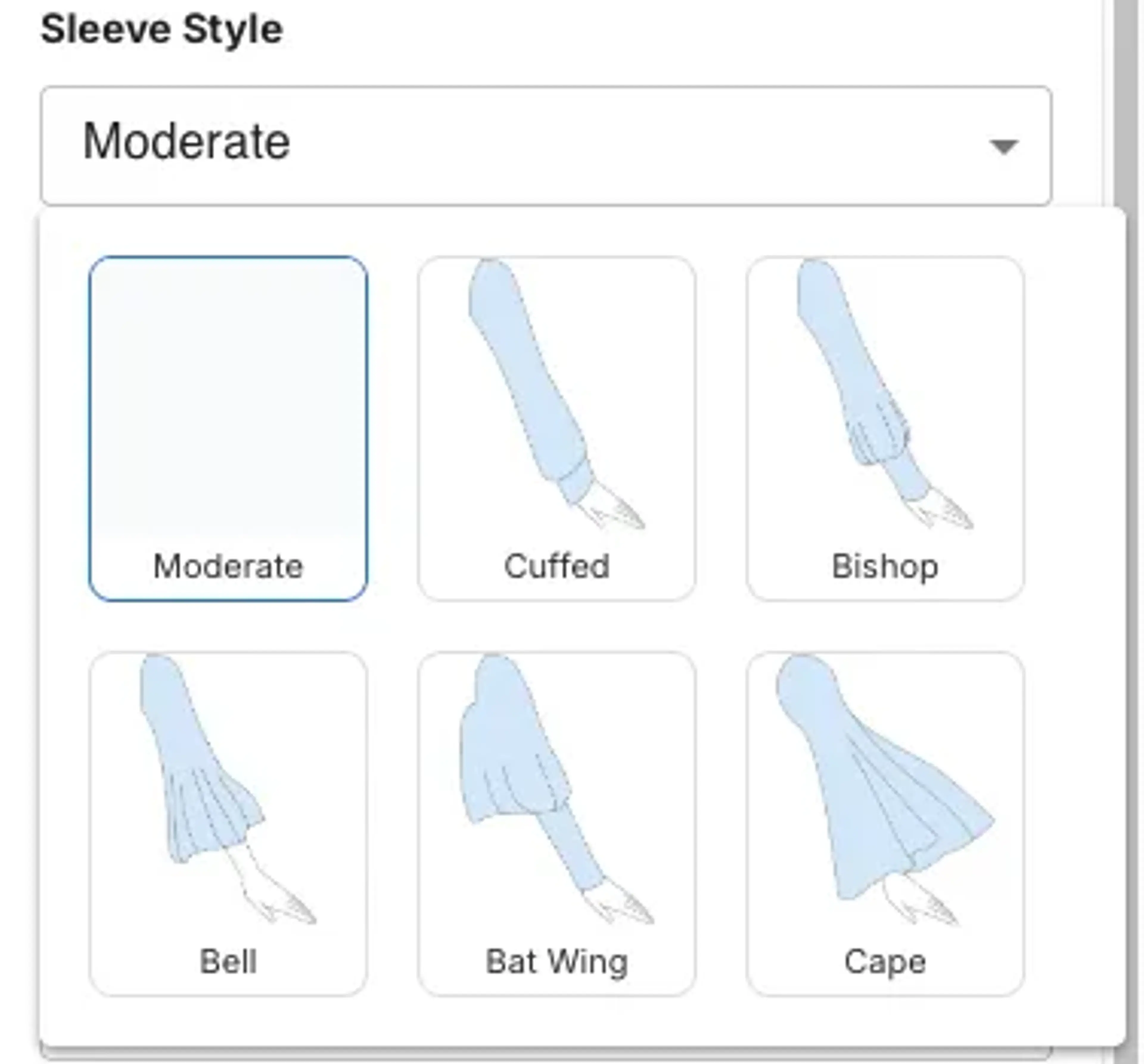 Sleeve Style options