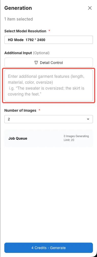 Additional Prompts input box