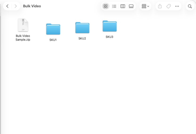 Finder window showing ZIP file structure with SKU folders inside