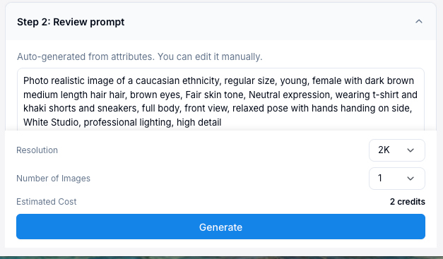 Advanced settings with prompt box and resolution options
