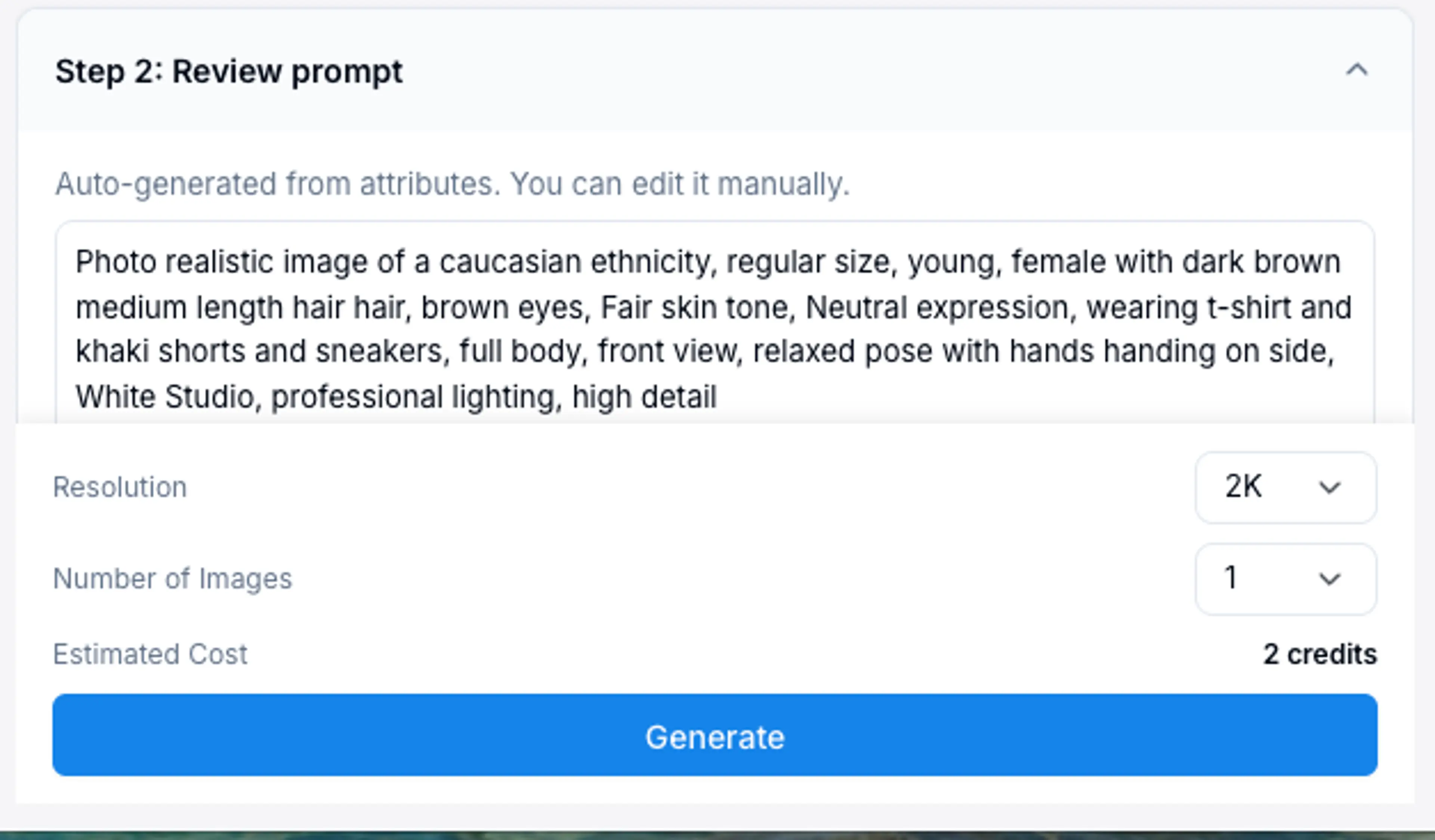 Advanced settings with prompt box and resolution options