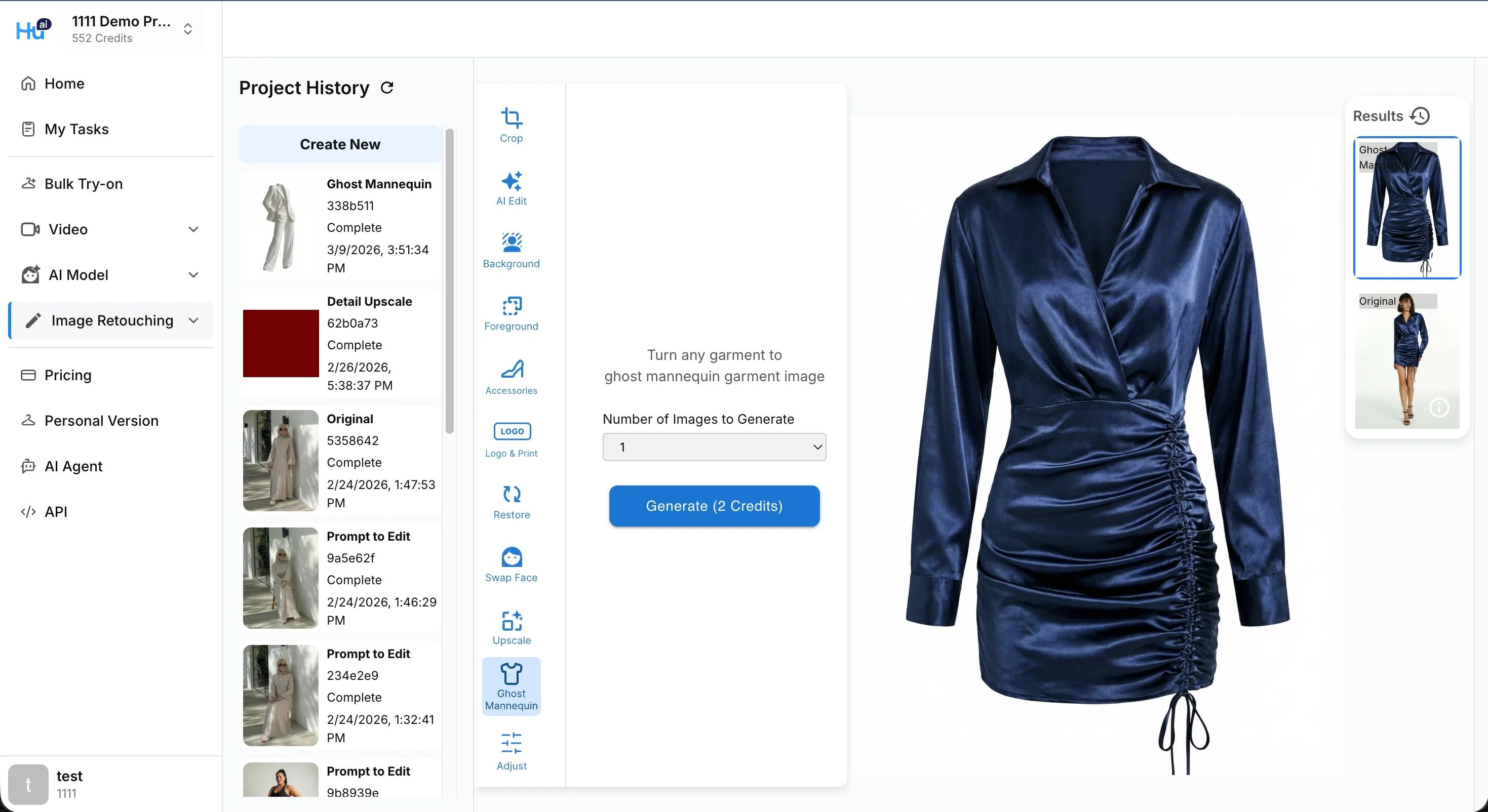 Ghost mannequin garment image created with HuHu AI