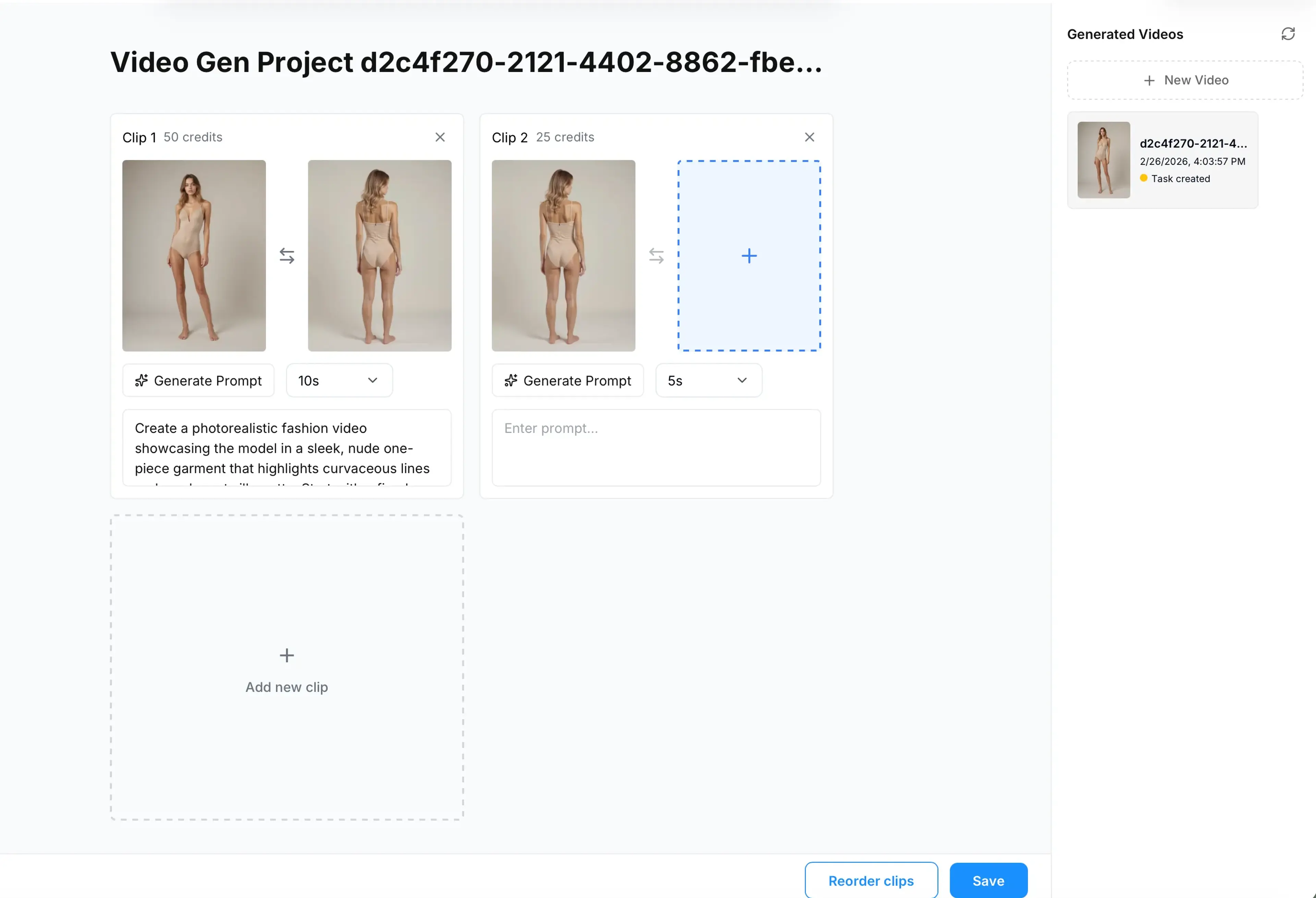 Add new clip to video project