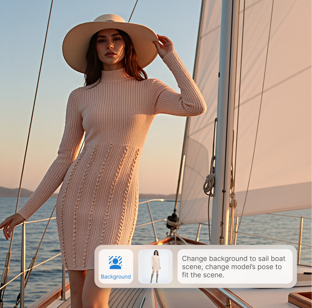 Product photo with background being swapped to different scenes