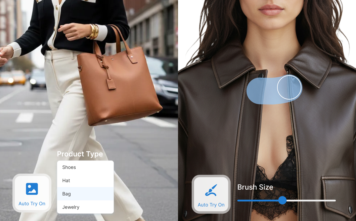 Support manual or automatic try-on