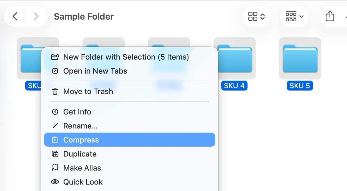 Compress folders into zip
