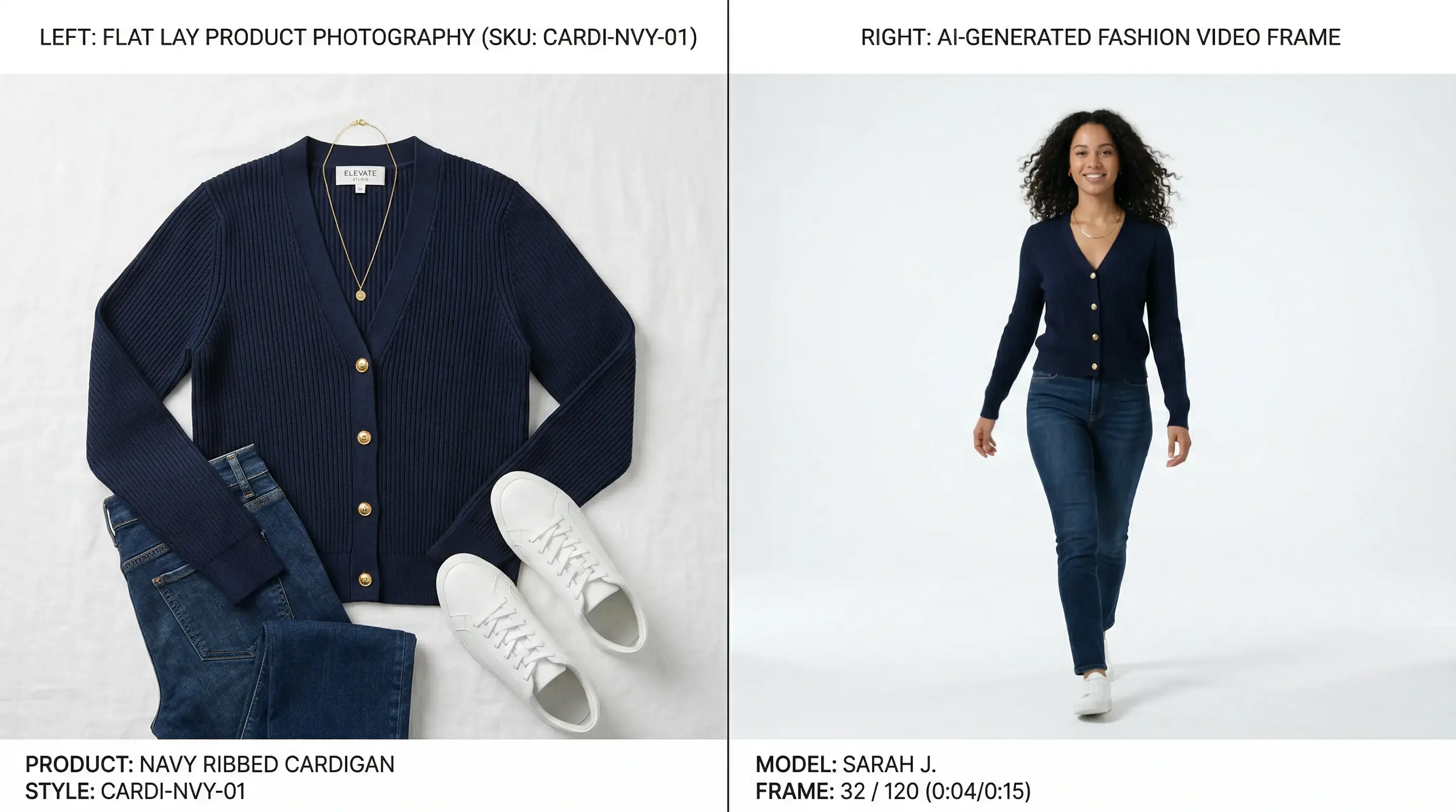 Flat lay clothing to on-model video generation