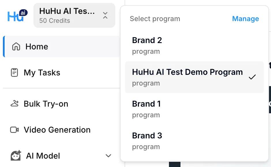 Program drop down menu in navigation bar