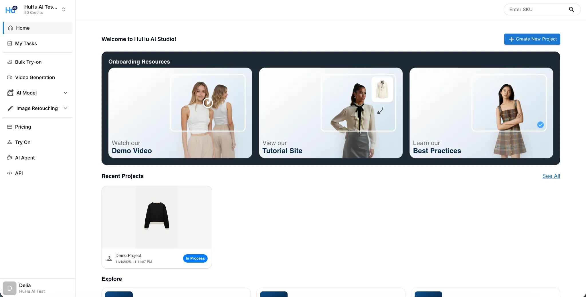 Try-on Projects page