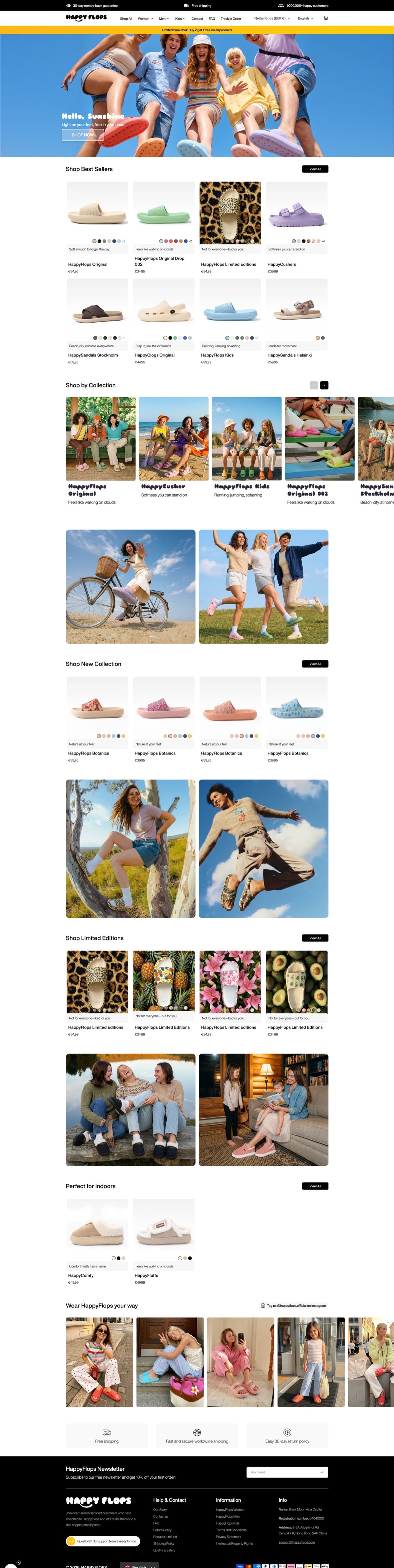 Volledige homepage van happyflops.com