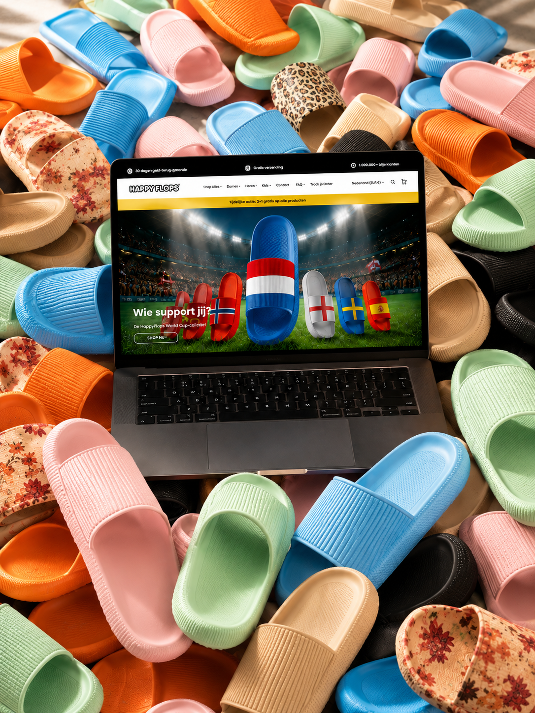 De HappyFlops webshop, ontworpen en gebouwd door NXTFRAME