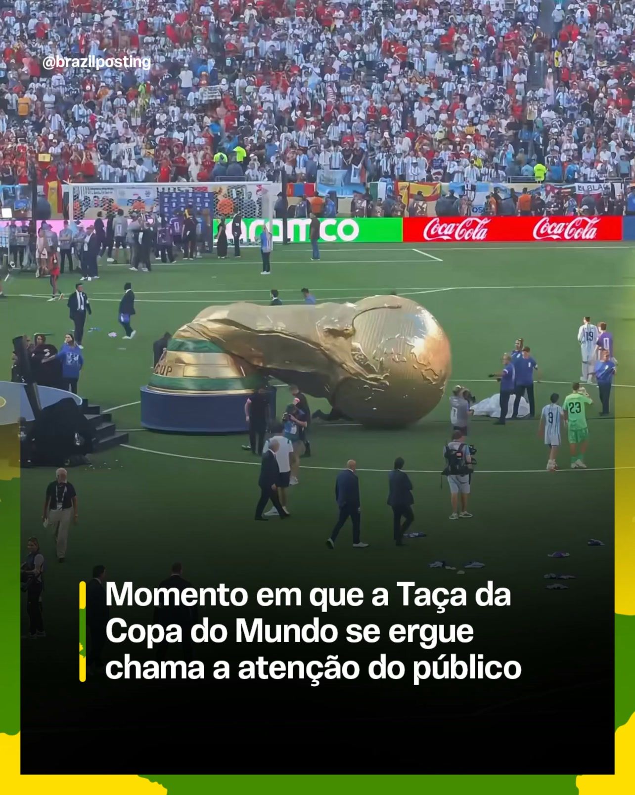 A Taça da Copa do Mundo viraliza por ilusão de óptica em cerimônia