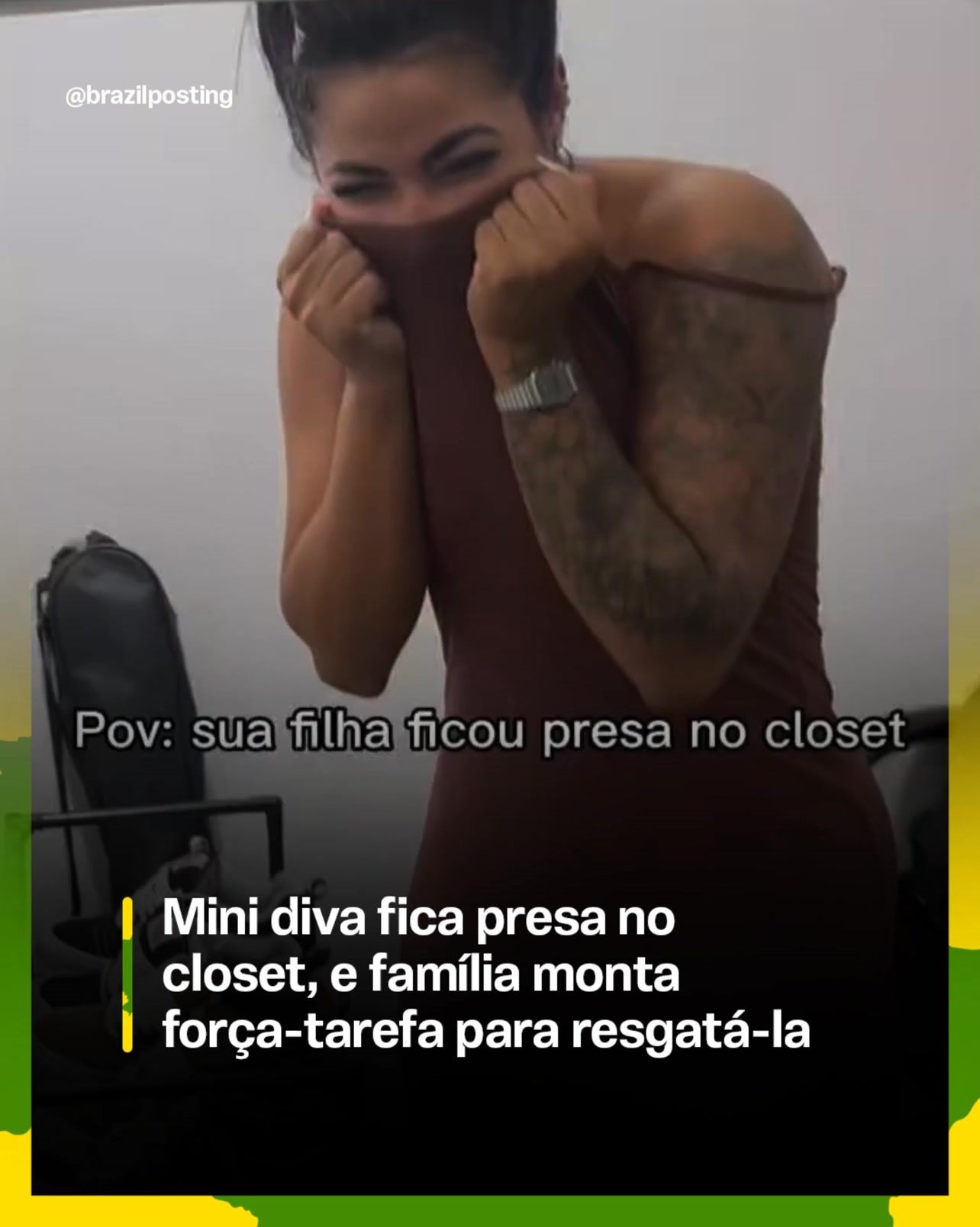 Mini diva fica presa no closet e a família monta força-tarefa: a comédia universal do vestido apertado em formato POV