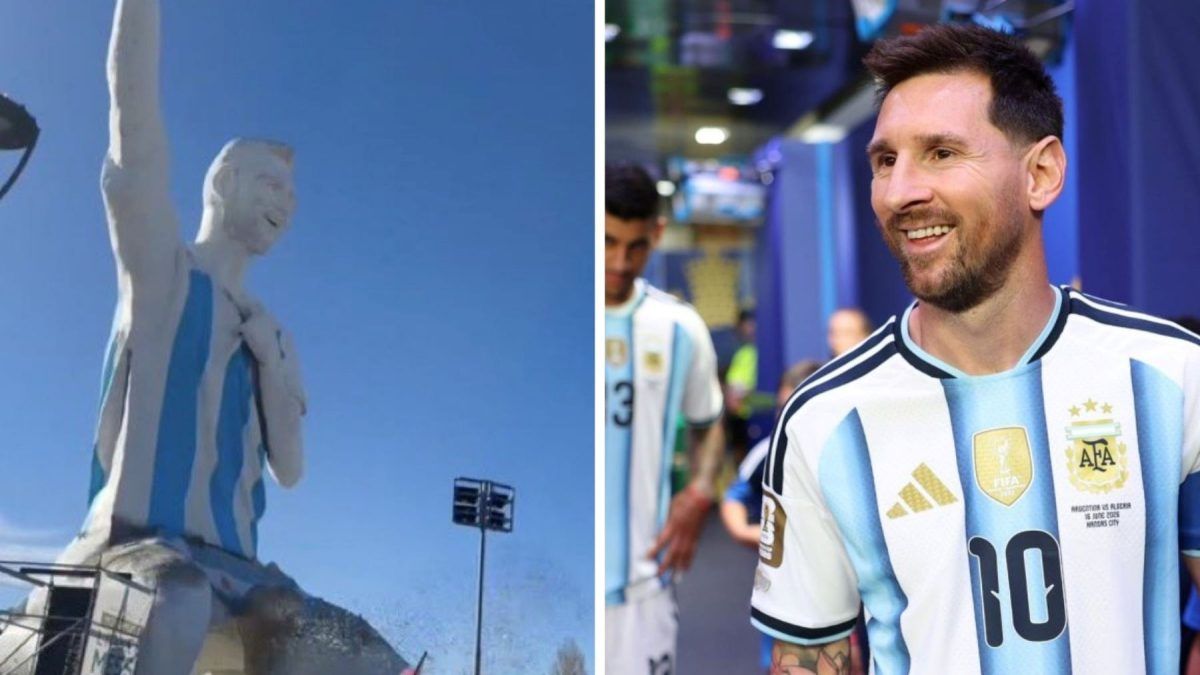Estátua de Messi gigante de 26 metros é inaugurada