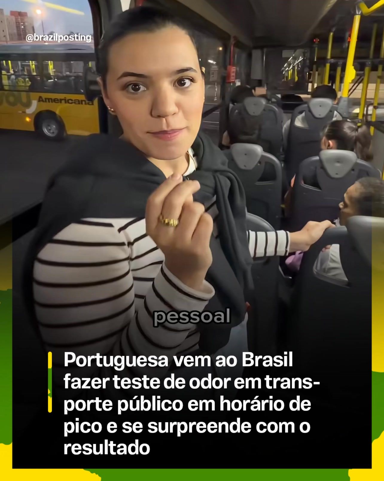 Portuguesa testa odor em ônibus brasileiro no horário de pico, se surpreende com o resultado, e a ciência do banho explica