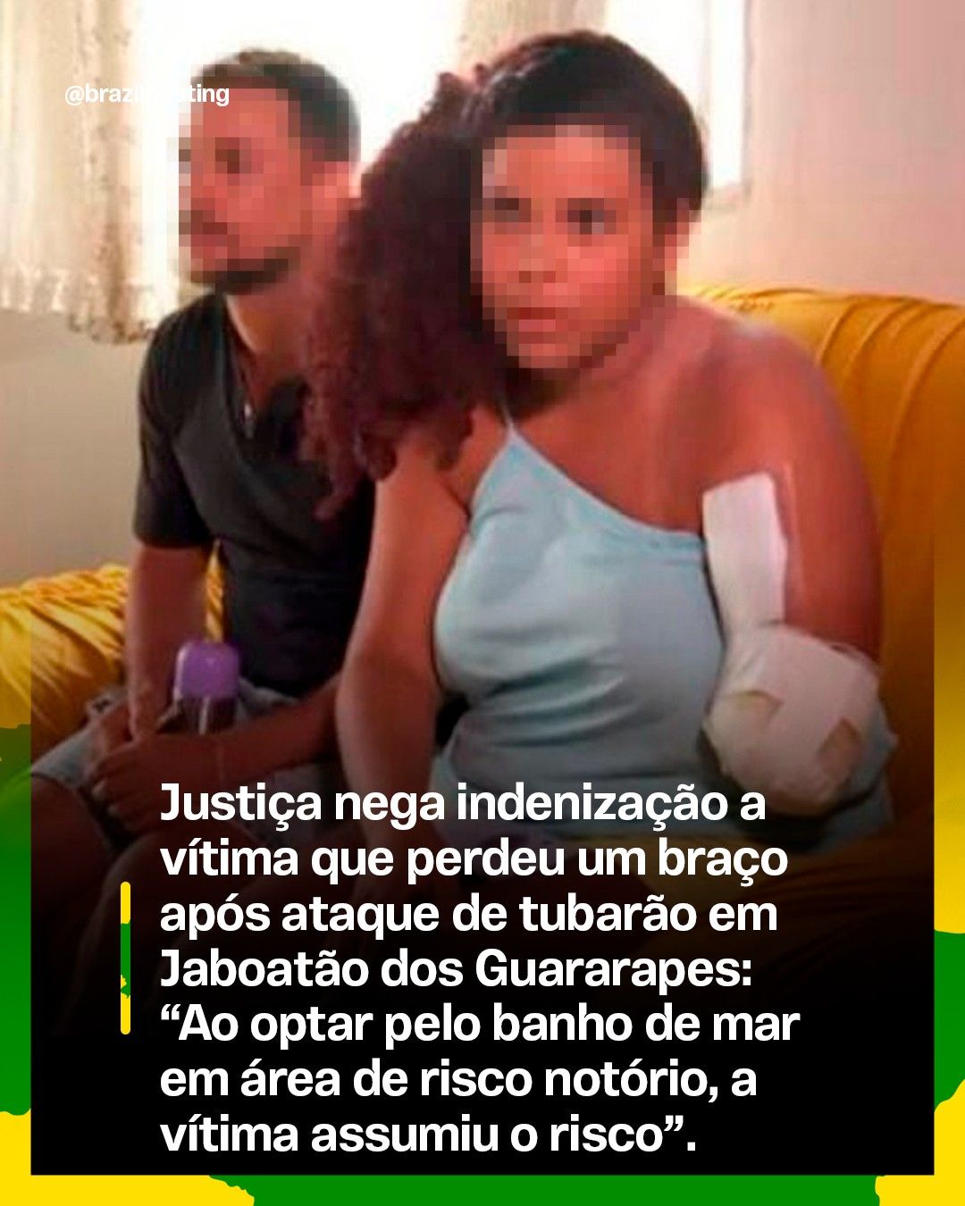 Justiça de Pernambuco nega indenização a jovem que perdeu o braço em ataque de tubarão na Praia de Piedade: "vítima assumiu o risco"