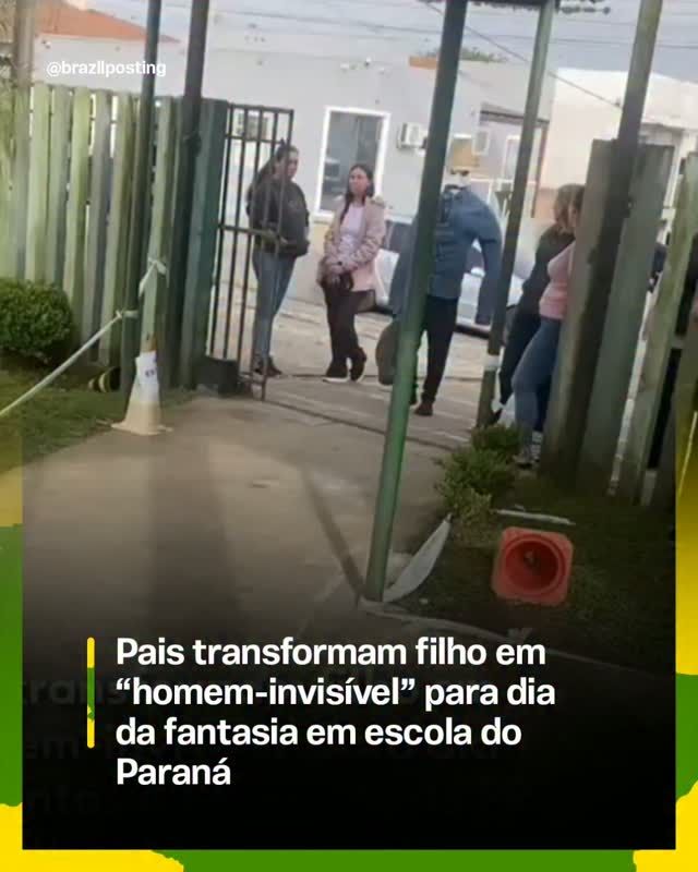 Pai cria fantasia de Homem-Invisível com criatividade simples para escola no Paraná