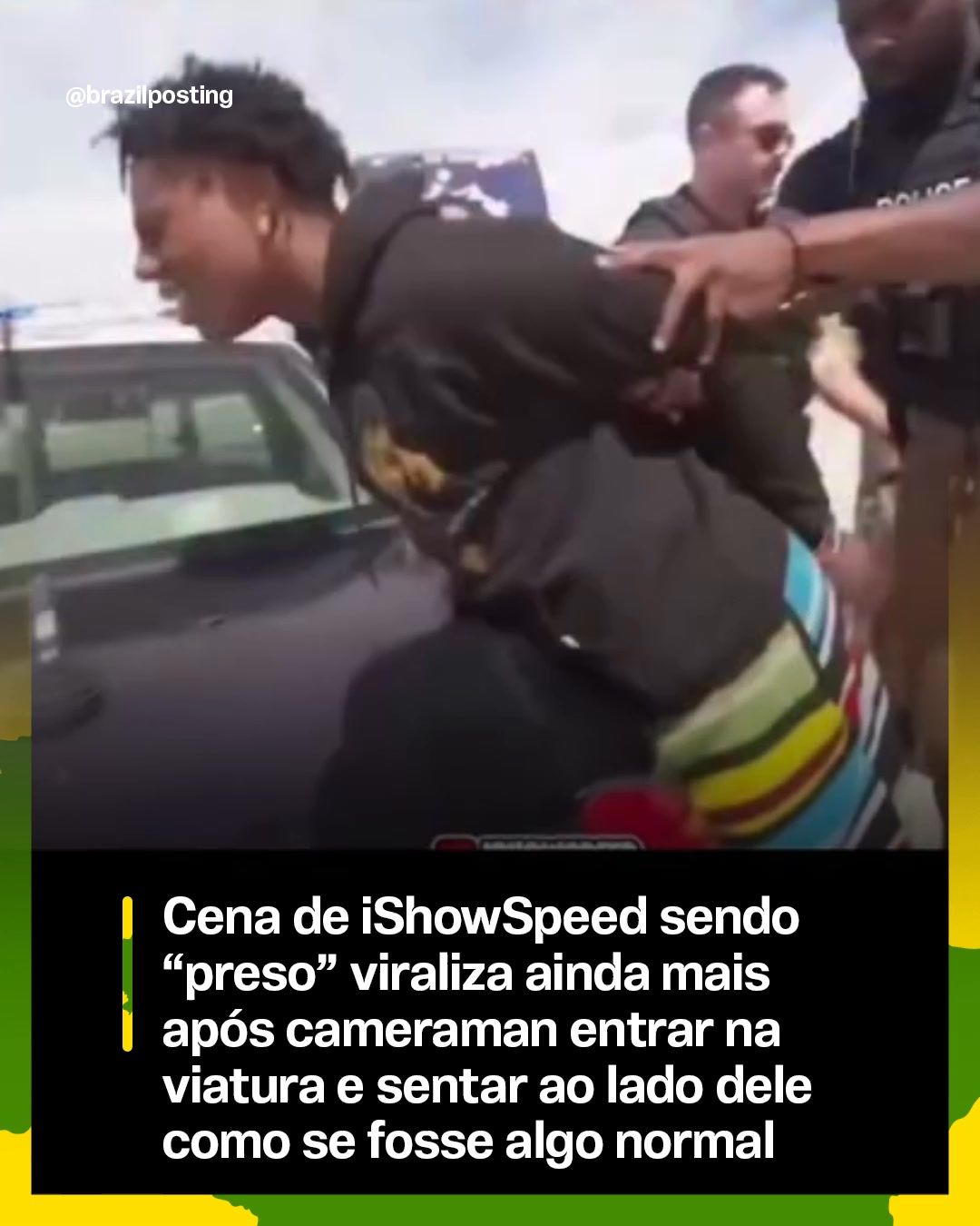 "Prisão" de iShowSpeed que viralizou de novo foi pegadinha do MrBeast: cameraman entrando junto na viatura entrega o teatro