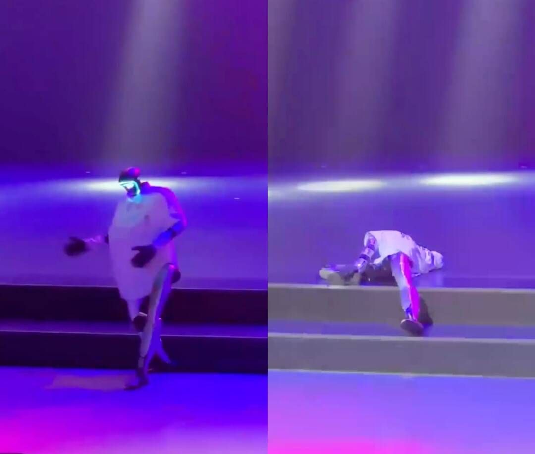 Humanoid robot falls on stairs while dancing to Michael Jackson hit