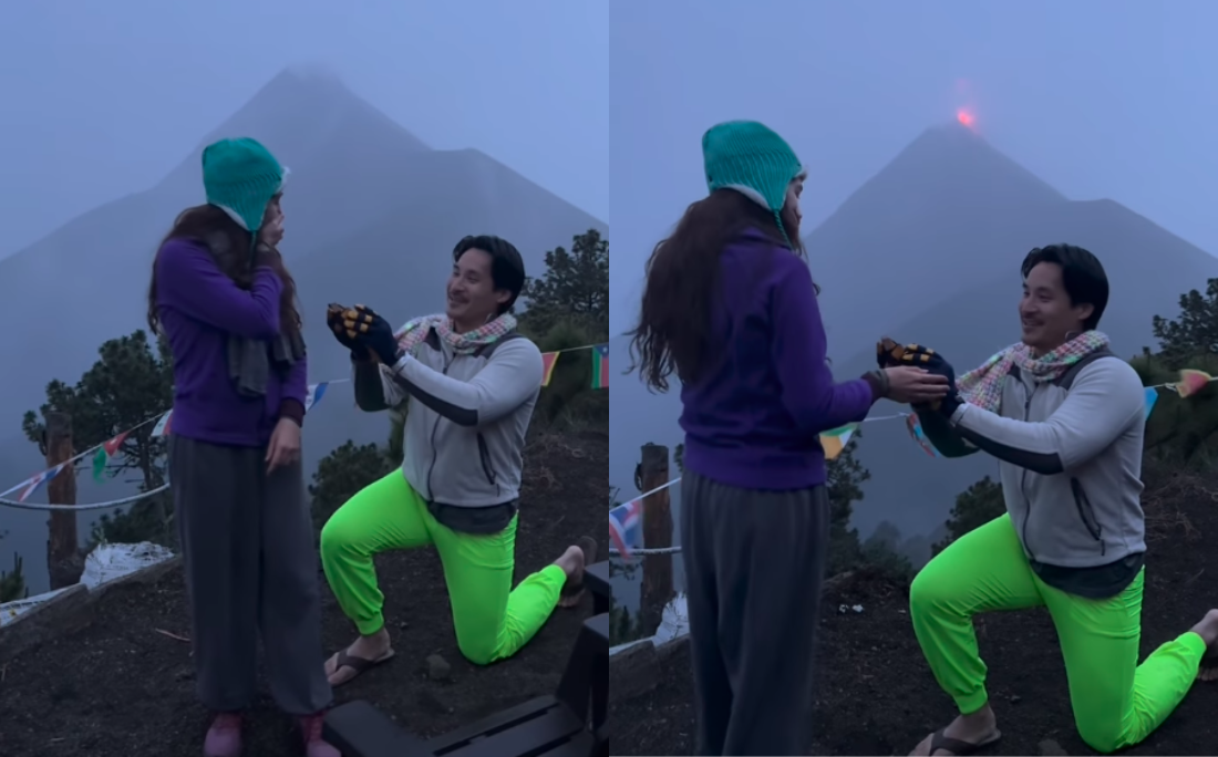 Pedido de casamento viraliza após vulcão entrar em erupção na hora do 'sim'; VÍDEO