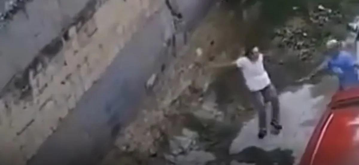 Homem salva esposa segundos antes de muro desabar durante terremoto na Venezuela