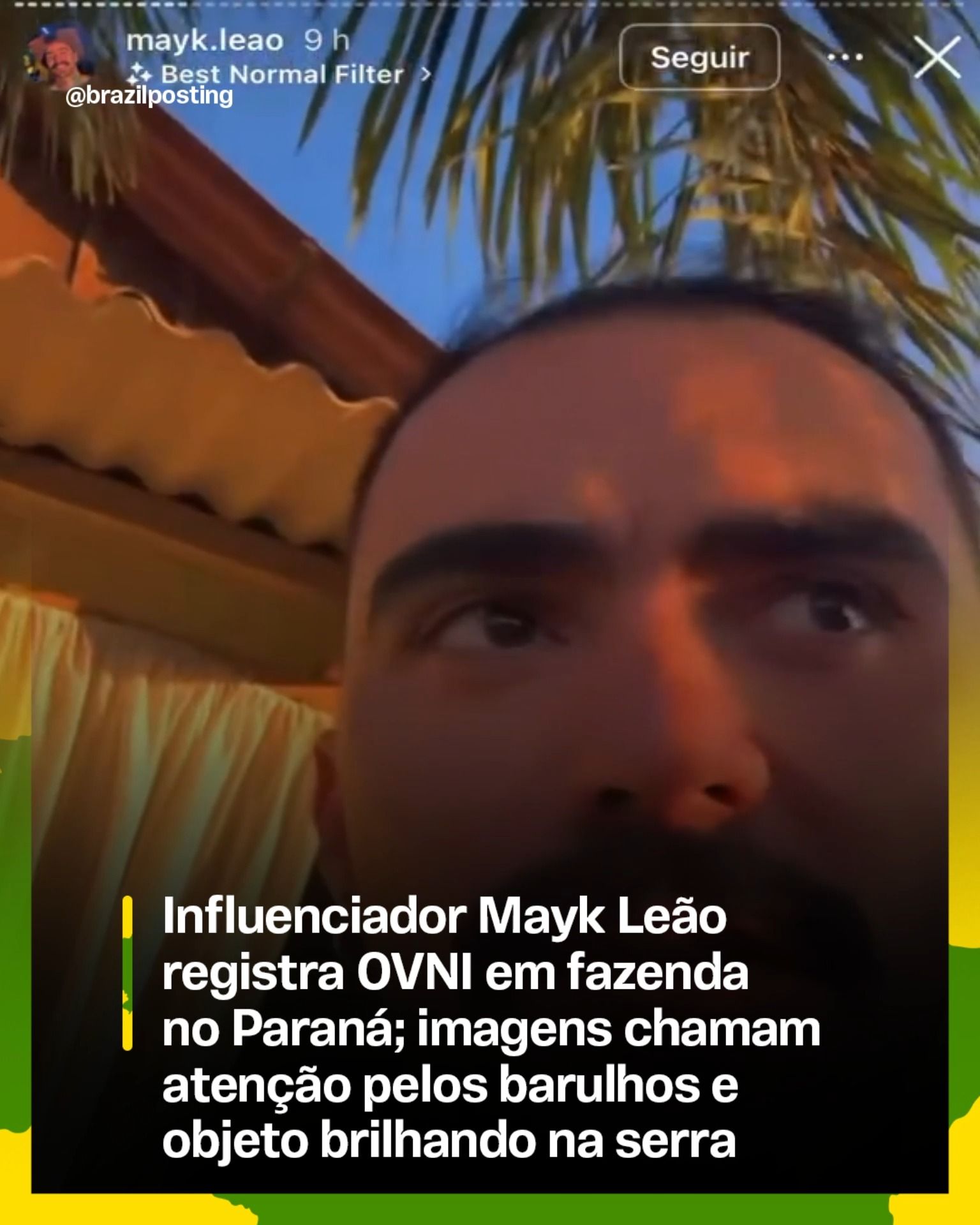 Influenciador de Campo Largo filma 'OVNI' em sítio no Paraná, viraliza e relata ameaças de morte