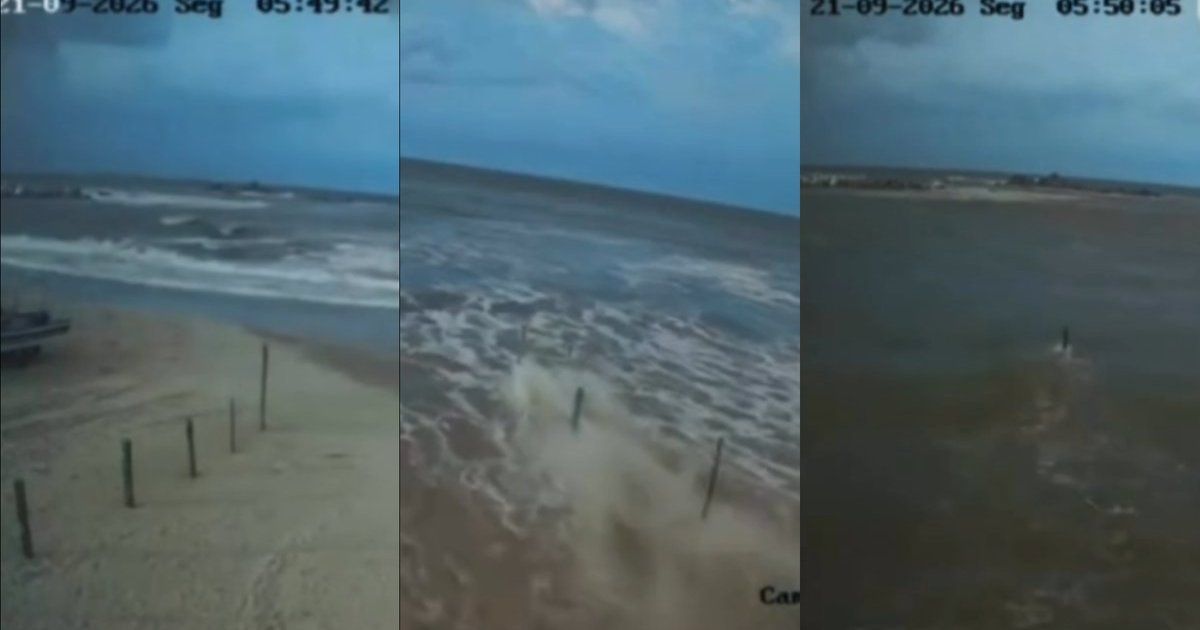 Tsunami meteorológico em SC: câmeras flagram o mar "engolindo" a Praia do Cardoso