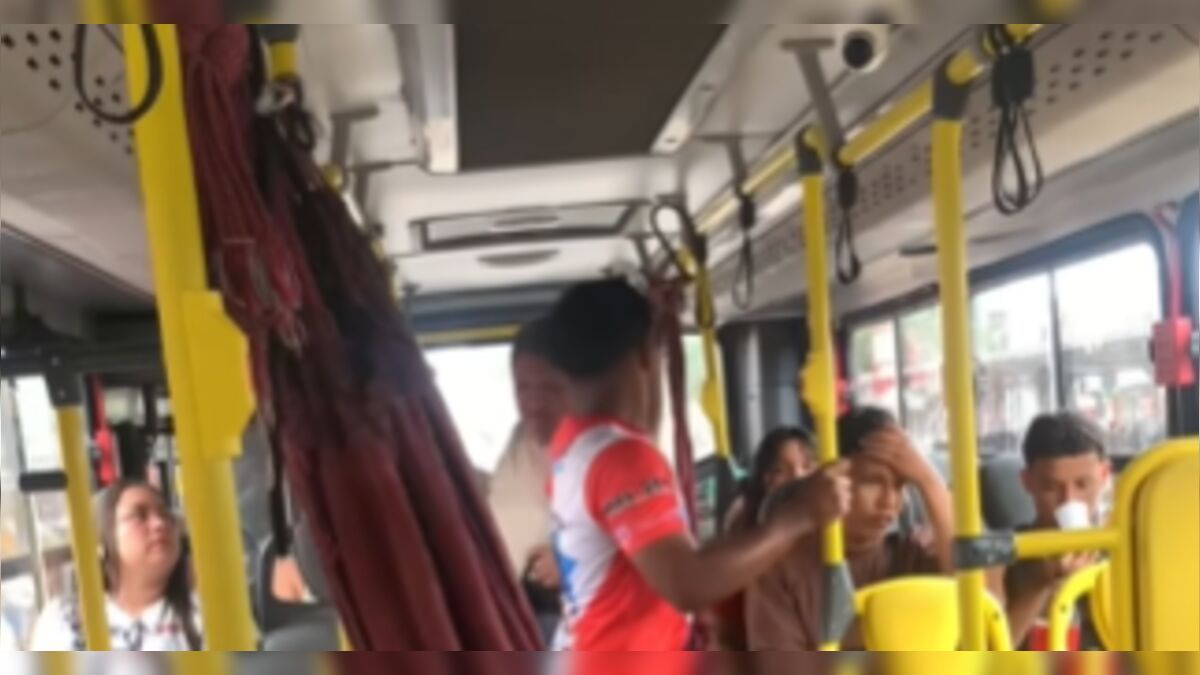 Vídeo: passageiro amarra rede dentro de ônibus 'Geladão' e viraliza