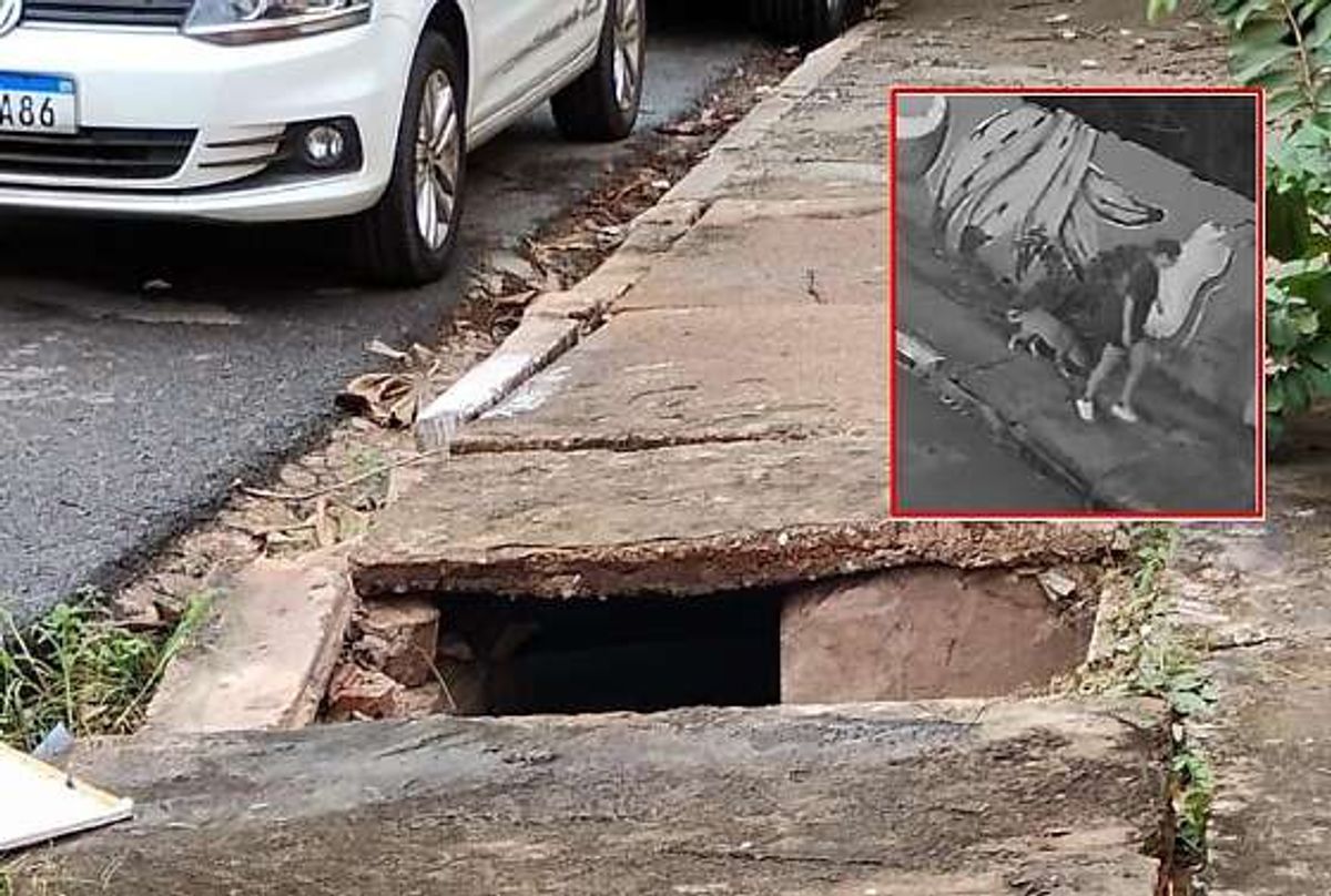 Jovem sofre fratura após cair em bueiro no bairro Quilombo, em Cuiabá; veja vídeo
