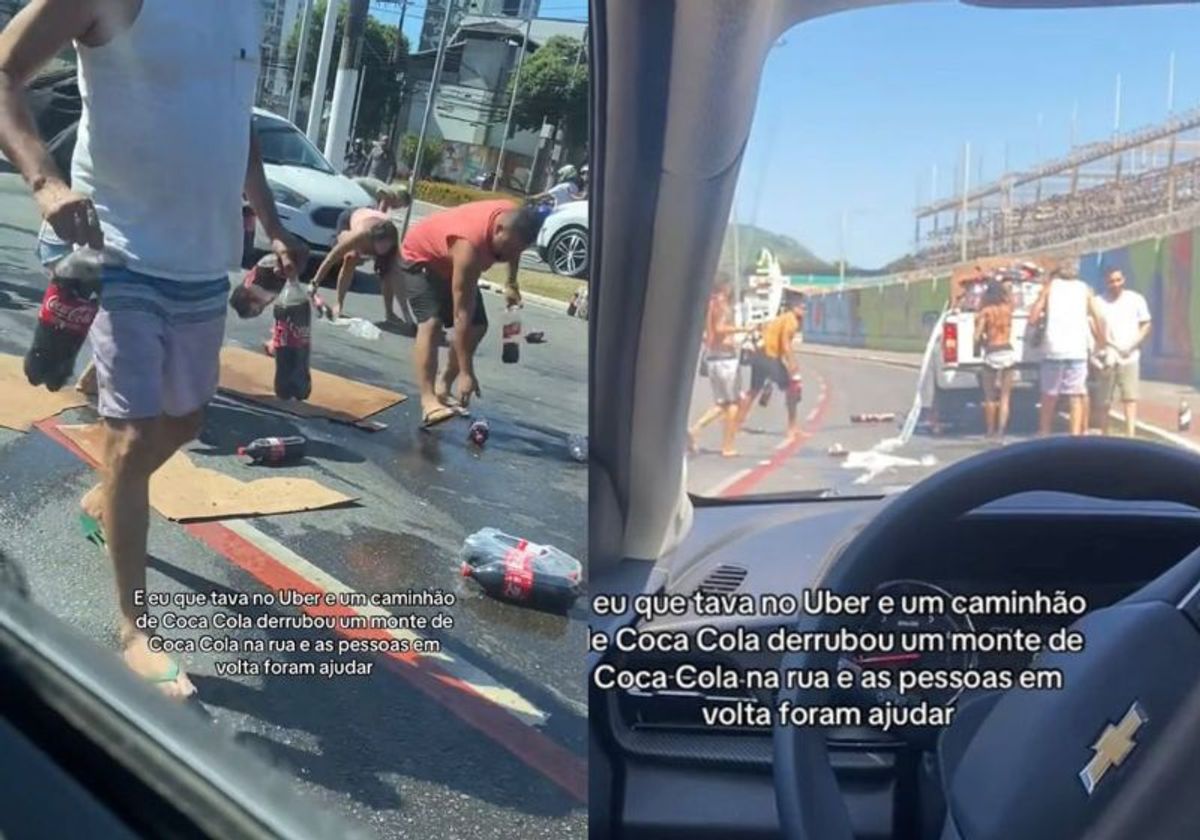 Desconhecidos recolhem refrigerantes derramados na pista, devolvem ao motorista e vídeo bate 7 milhões
