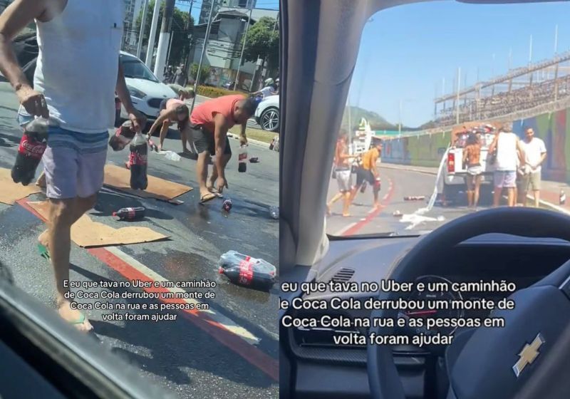 Desconhecidos recolhem refrigerantes derramados na pista, devolvem ao motorista e vídeo bate 7 milhões
