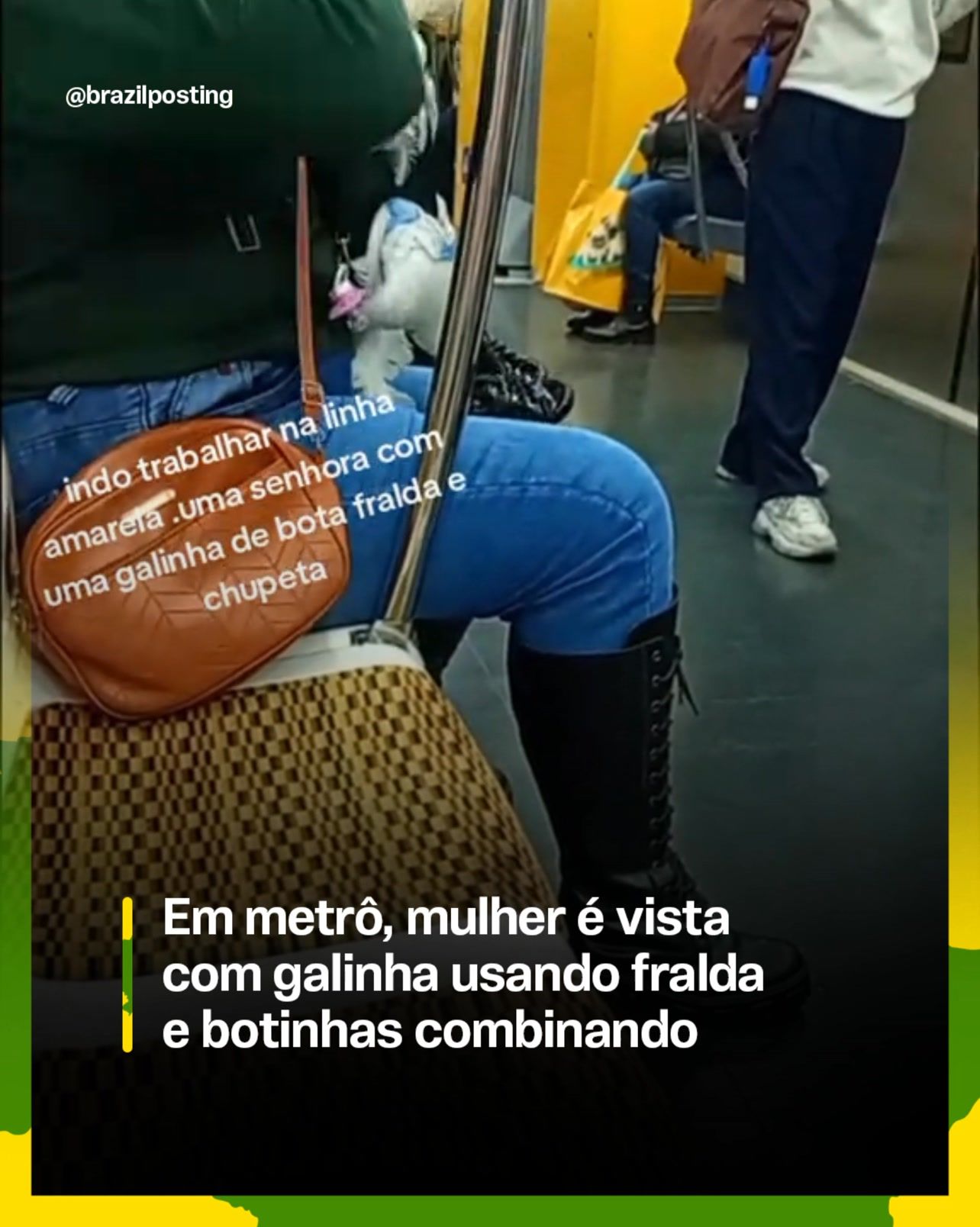 Galinha de bota, fralda e chupeta no metrô de SP existe, é pet de verdade e tem perfil no TikTok