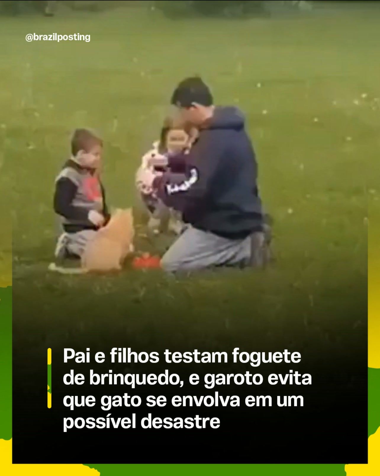 Garoto evita acidente ao afastar gato de foguete de brinquedo em lançamento