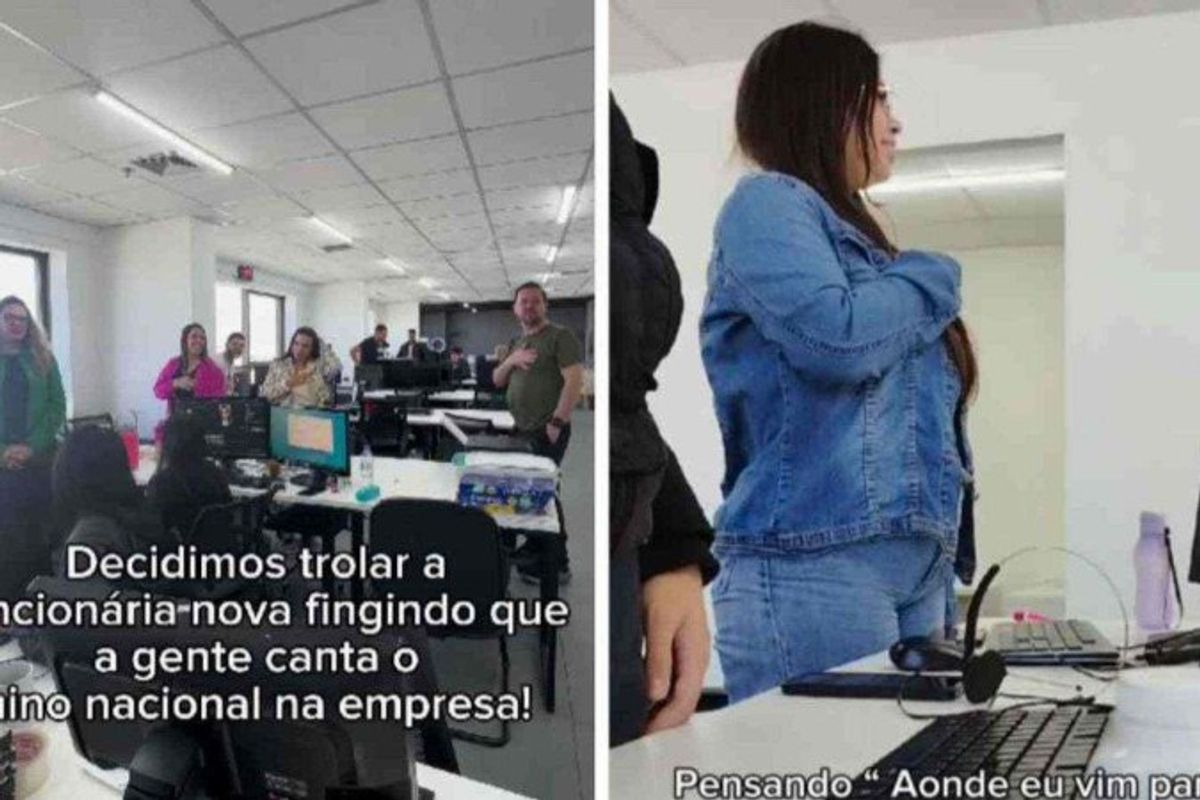 Colegas fazem pegadinha com funcionária novata e vídeo viraliza