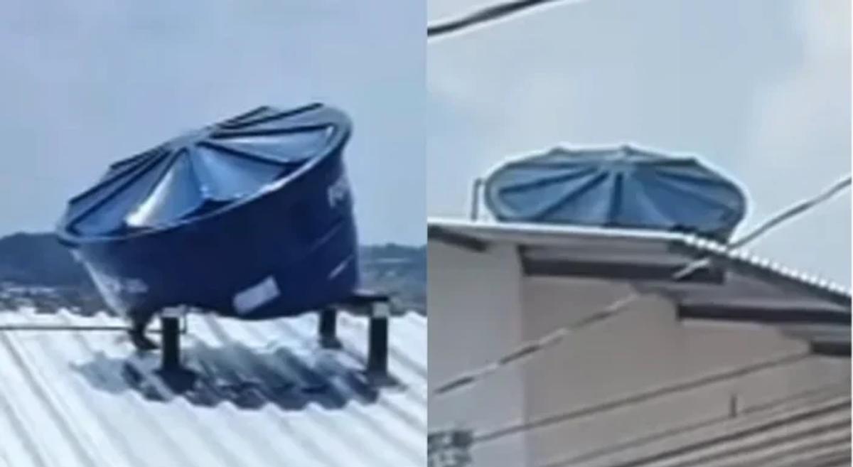Caixa d'água 'derrete' em telhado durante dia de 37°C em Manaus
