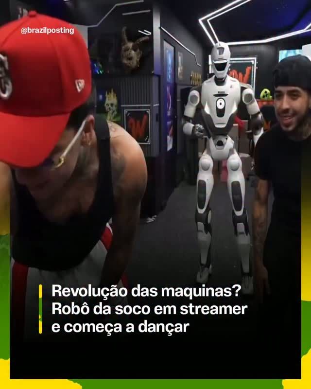 Robô humanoide dança durante transmissão ao vivo em evento de tecnologia